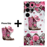 Cowgirl Boots - Personalized Cowgirl Full Print Phone Case & Phone Grip