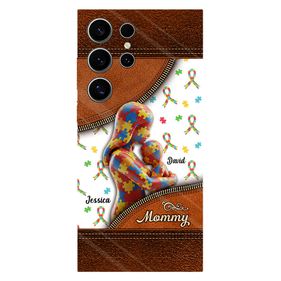 L'amour d'une mère - Coque de téléphone personnalisée avec impression intégrale pour la sensibilisation à l'autisme