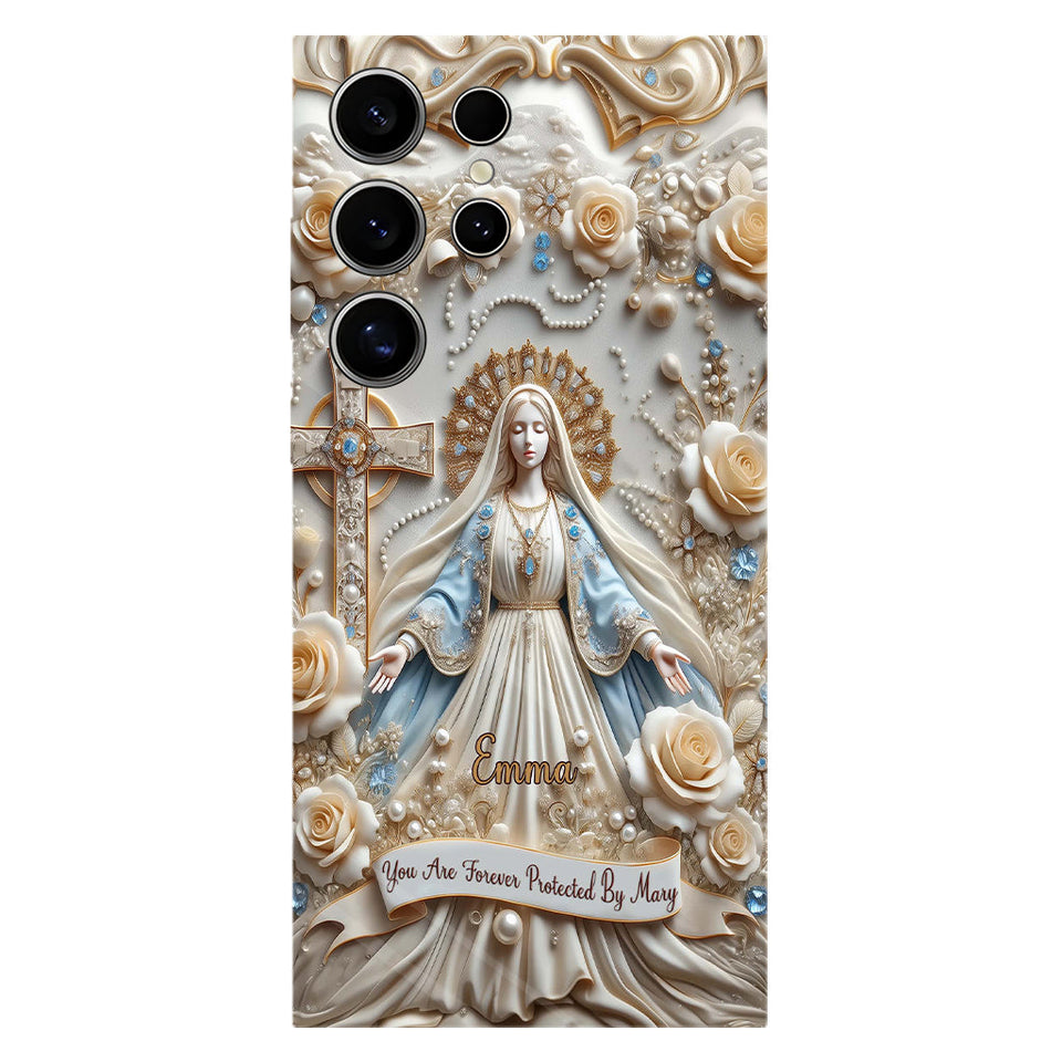 Tu es protégé(e) à jamais par Marie - Coque de téléphone personnalisée avec texte chrétien intégral