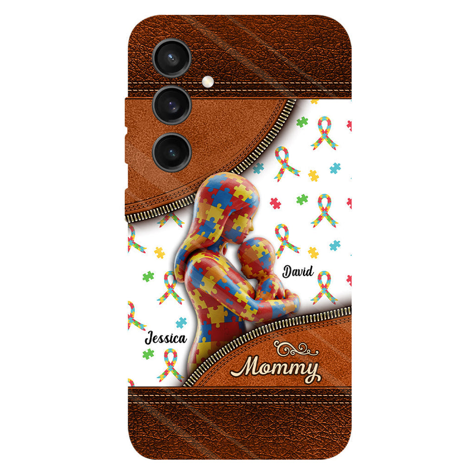 L'amour d'une mère - Coque de téléphone personnalisée avec impression intégrale pour la sensibilisation à l'autisme
