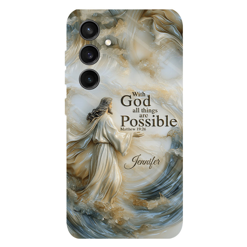 Avec Dieu - Coque de téléphone personnalisée avec impression chrétienne intégrale