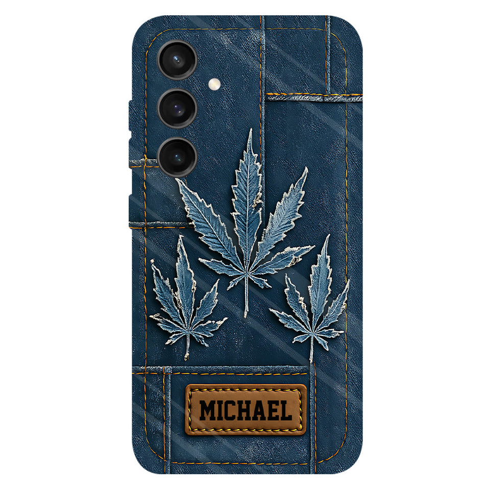 Distressed Denim Marijuanas - Personalized Weed Full Print Phone Case