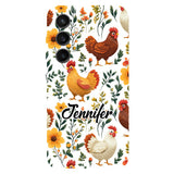 Cute Floral Chickens - Personalized Chicken Full Print Phone Case