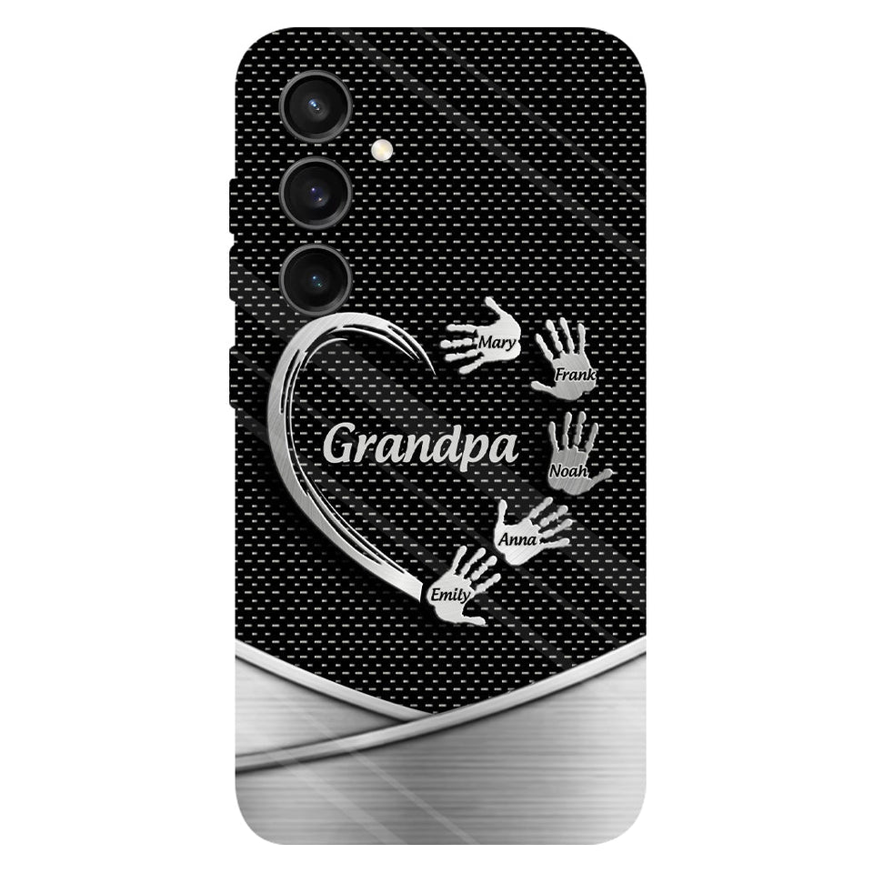 Grandpa Dad Kids Handprints - Personalized Father Full Print Phone Case