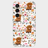 Floral Highland Cow - Personalized Highland Cow Full Print Phone Case