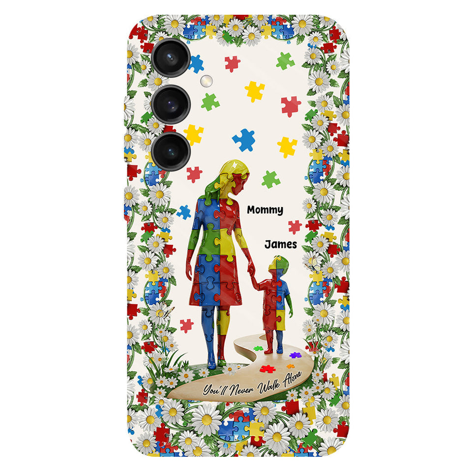 Tu ne marcheras jamais seul - Coque de téléphone personnalisée avec impression intégrale pour la sensibilisation à l'autisme