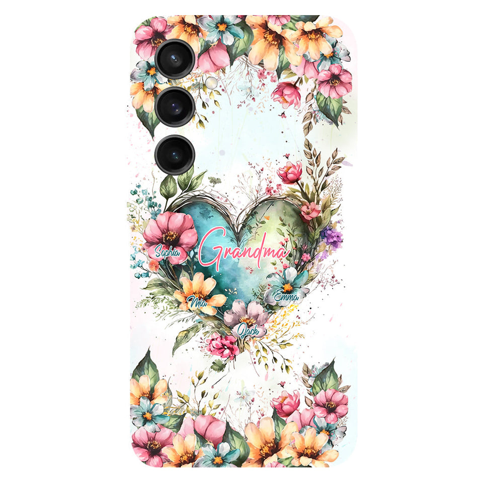 Grandma's Mom's Flowers - Personalized Grandma Full Print Phone Case
