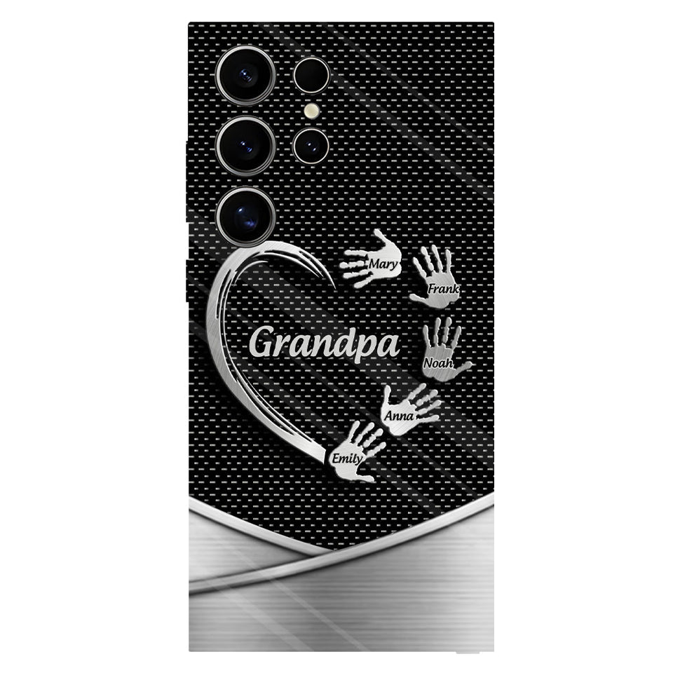 Grandpa Dad Kids Handprints - Personalized Father Full Print Phone Case