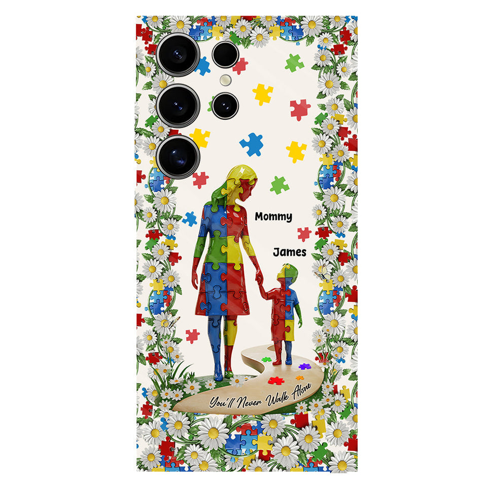 Tu ne marcheras jamais seul - Coque de téléphone personnalisée avec impression intégrale pour la sensibilisation à l'autisme