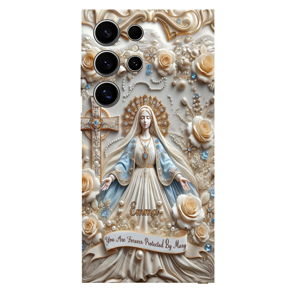 Tu es protégé(e) à jamais par Marie - Coque de téléphone personnalisée avec texte chrétien intégral