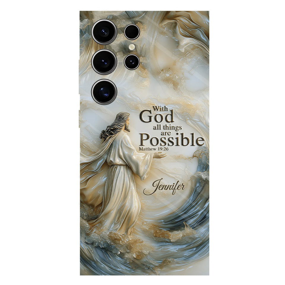 Avec Dieu - Coque de téléphone personnalisée avec impression chrétienne intégrale