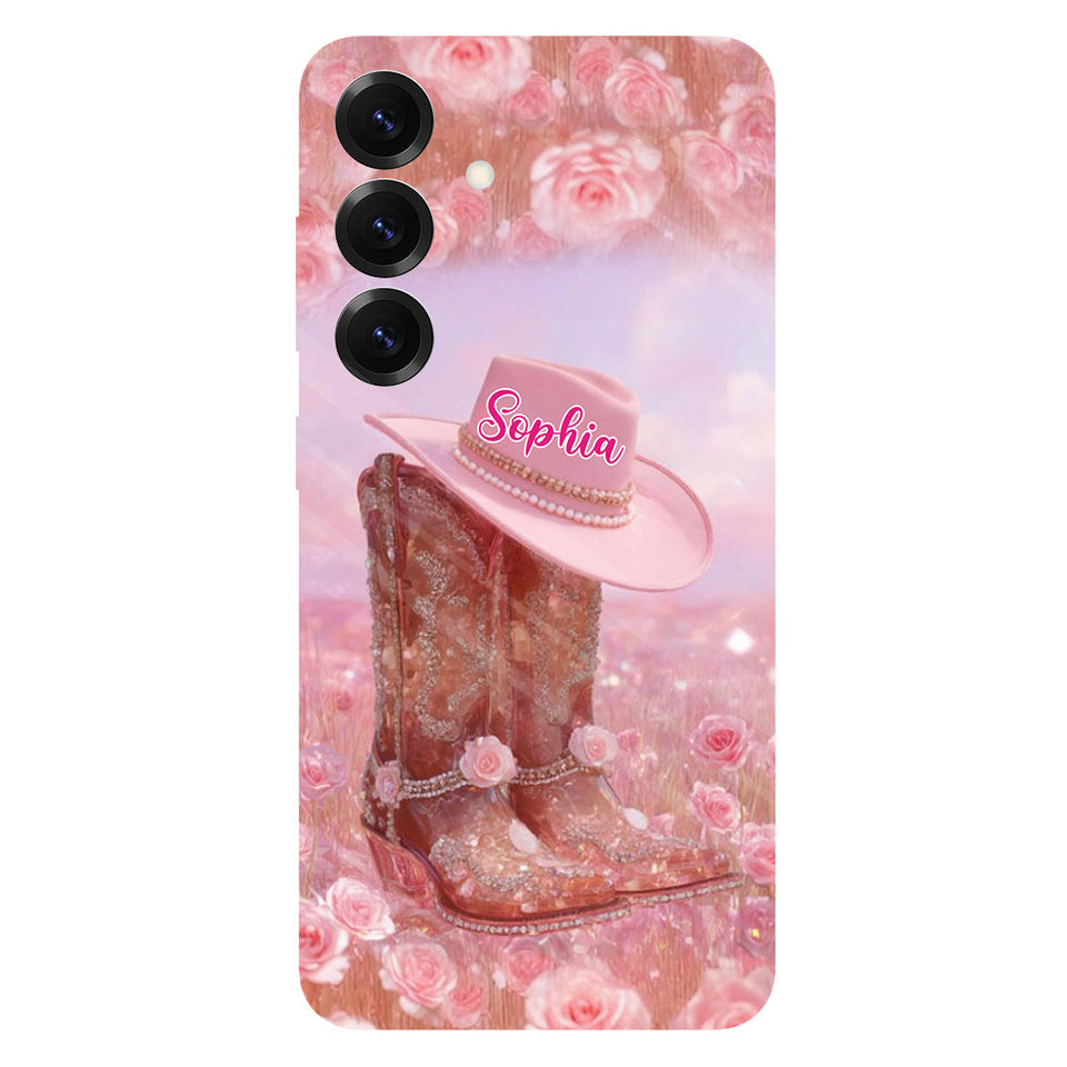 Floral Cowgirl - Personalized Cowgirl Full Print Phone Case & Phone Grip