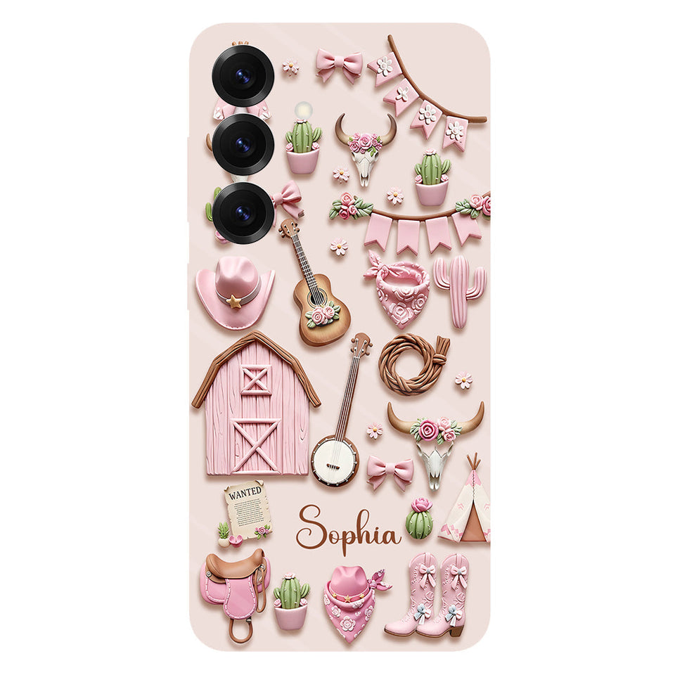 Pink Cowgirl - Personalized Cowgirl Full Print Phone Case