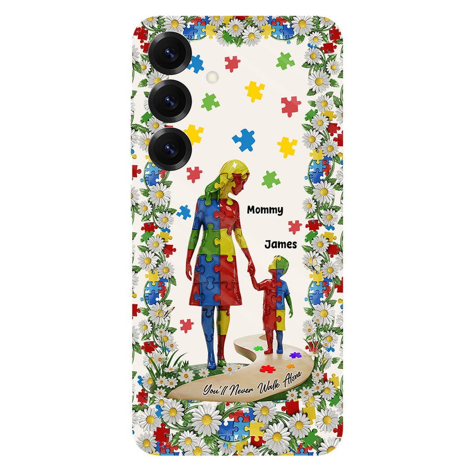 Tu ne marcheras jamais seul - Coque de téléphone personnalisée avec impression intégrale pour la sensibilisation à l'autisme