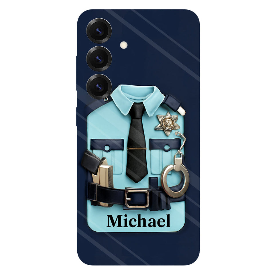 Officer, Police Uniform, Badge and Handcuffs - Personalized Police Officer Full Print Phone Case