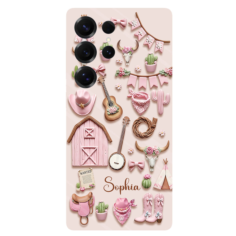 Pink Cowgirl - Personalized Cowgirl Full Print Phone Case