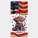 July 4th America - Personalized Highland Cow Full Print Phone Case