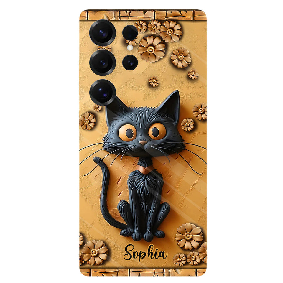Cute Black Cat - Personalized Black Cat Full Print Phone Case