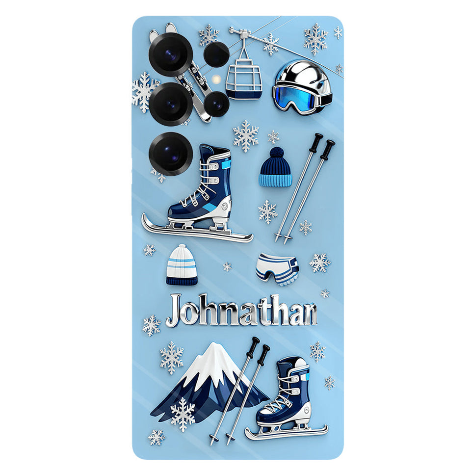 Skiing Makes Me Happy - Personalized Skiing Full Print Phone Case