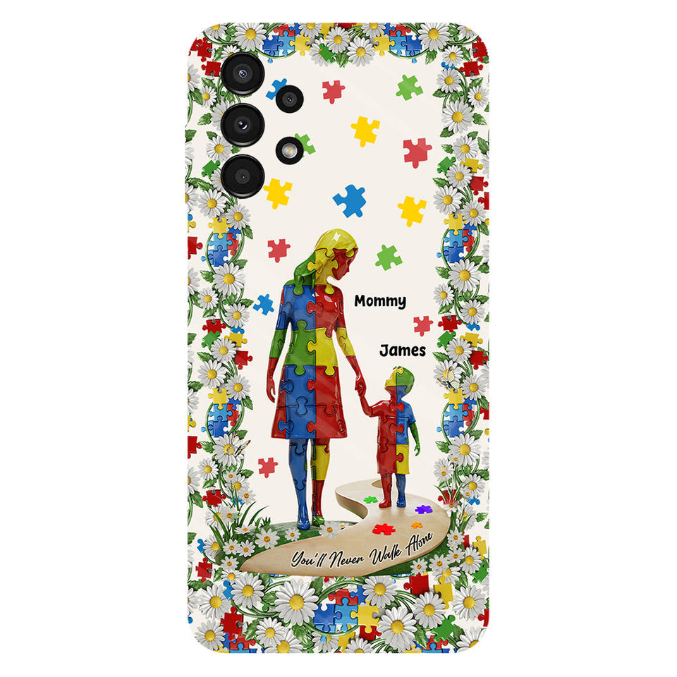 Tu ne marcheras jamais seul - Coque de téléphone personnalisée avec impression intégrale pour la sensibilisation à l'autisme
