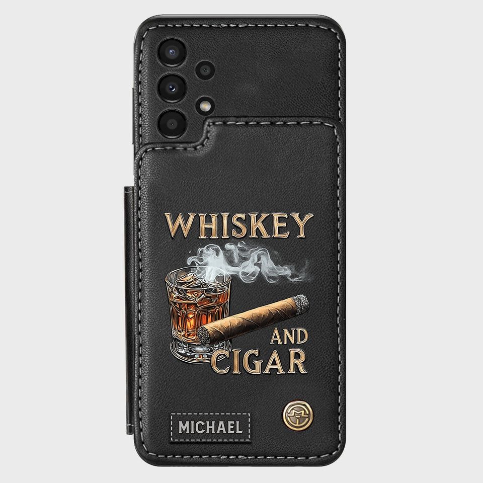 Whiskey And Cigar - Personalized Whisky Wallet Phone Case