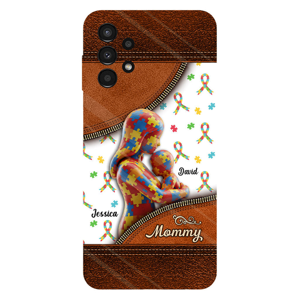 L'amour d'une mère - Coque de téléphone personnalisée avec impression intégrale pour la sensibilisation à l'autisme
