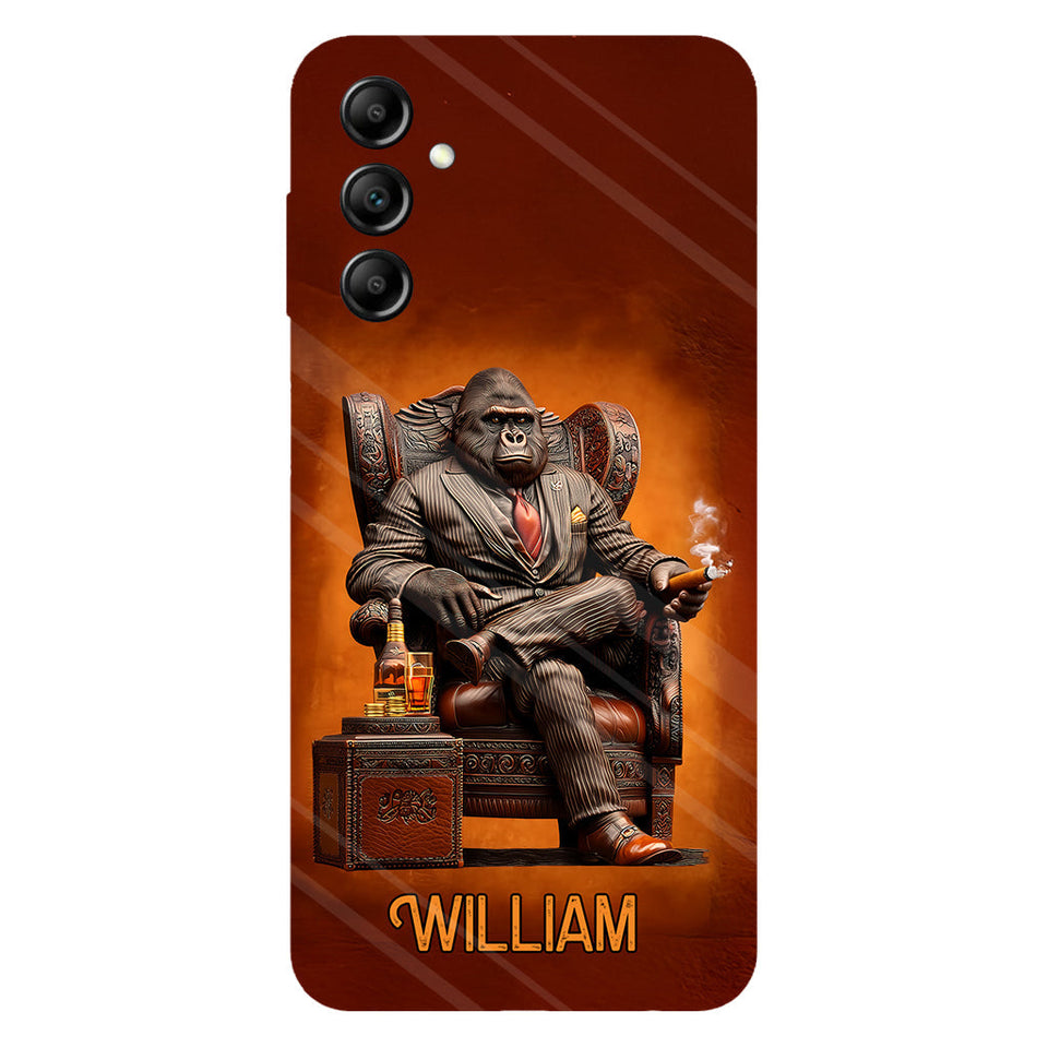 Whiskey & Cigar Gorilla - Personalized Whisky Full Print Phone Case