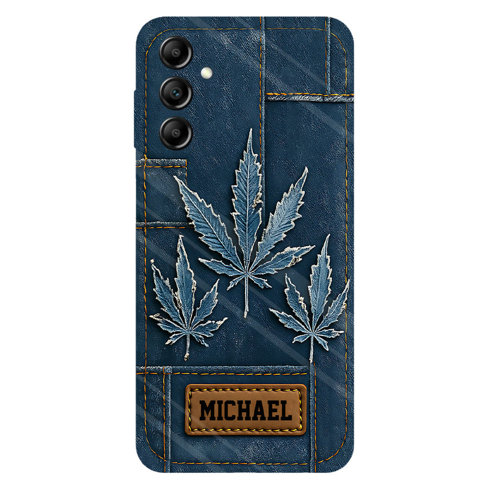 Distressed Denim Marijuanas - Personalized Weed Full Print Phone Case
