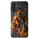 Skeleton Riding Flaming Motorcycle - Personalized Biker Full Print Phone Case