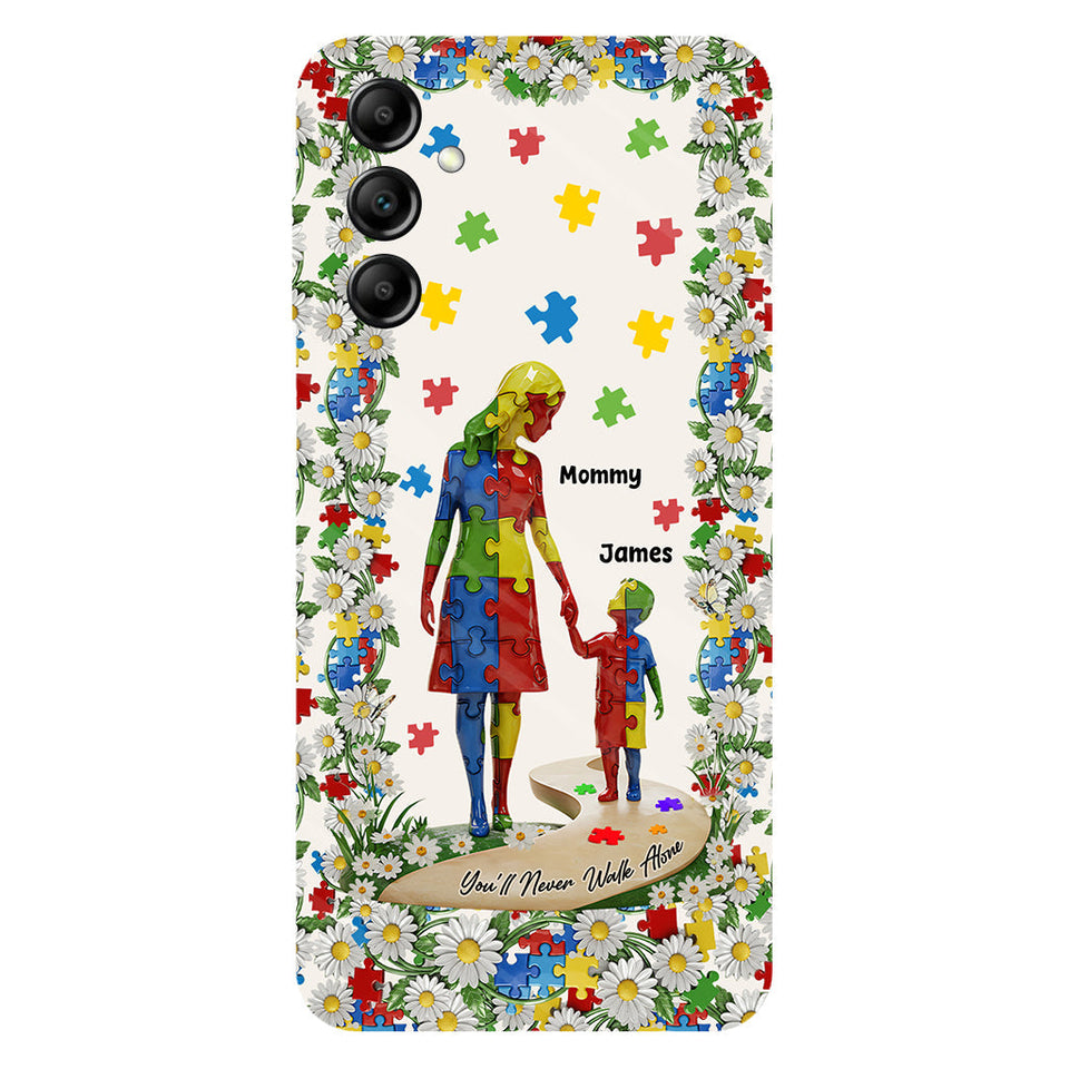 Tu ne marcheras jamais seul - Coque de téléphone personnalisée avec impression intégrale pour la sensibilisation à l'autisme
