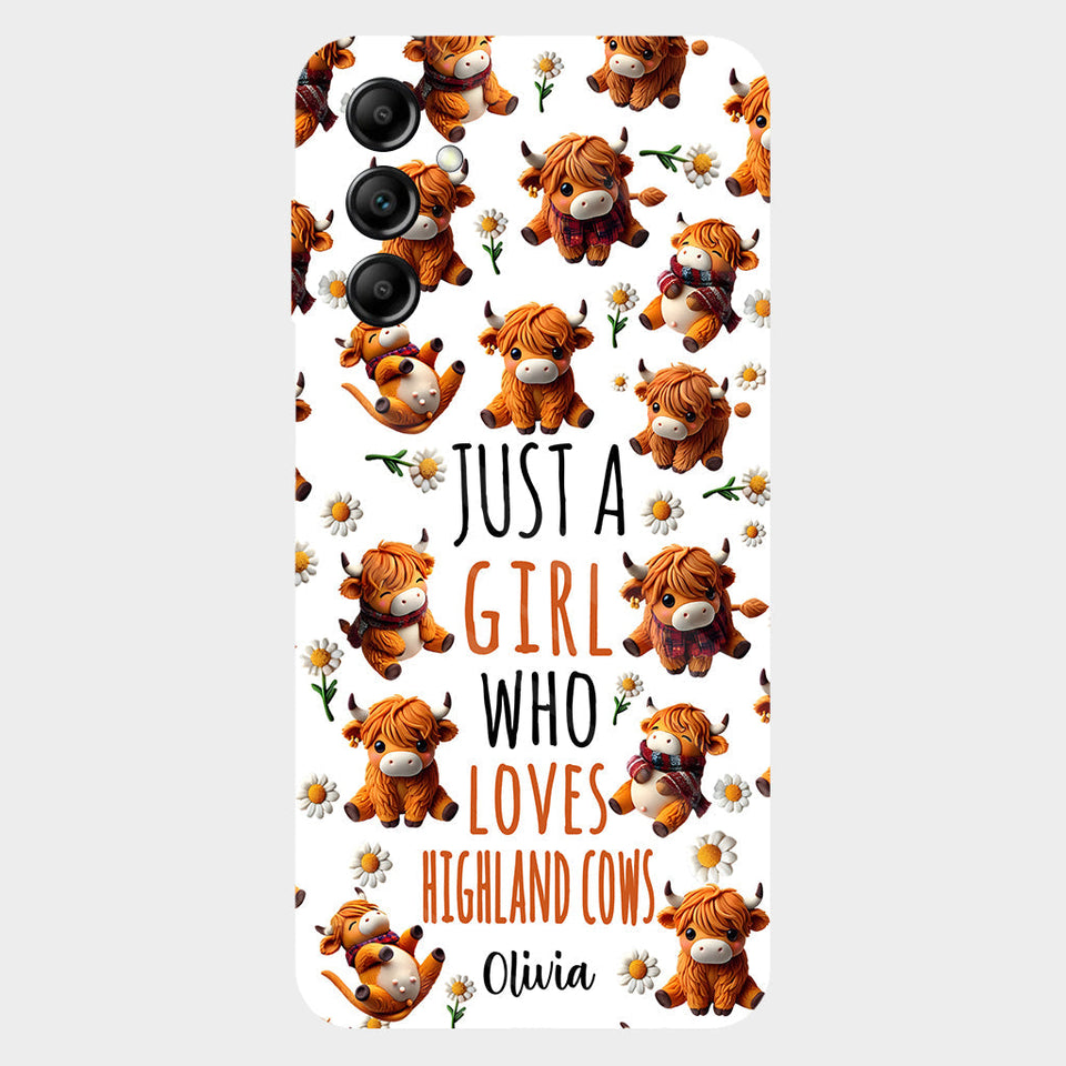 Just A Girl Who Loves Highland Cows - Personalized Highland Cow Full Print Phone Case