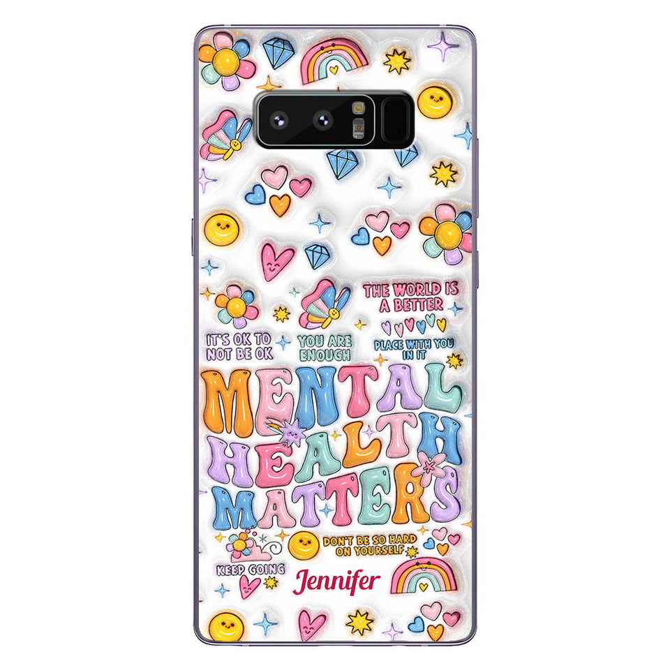 La santé mentale compte - Coque de téléphone transparente personnalisée pour sensibiliser à la santé mentale