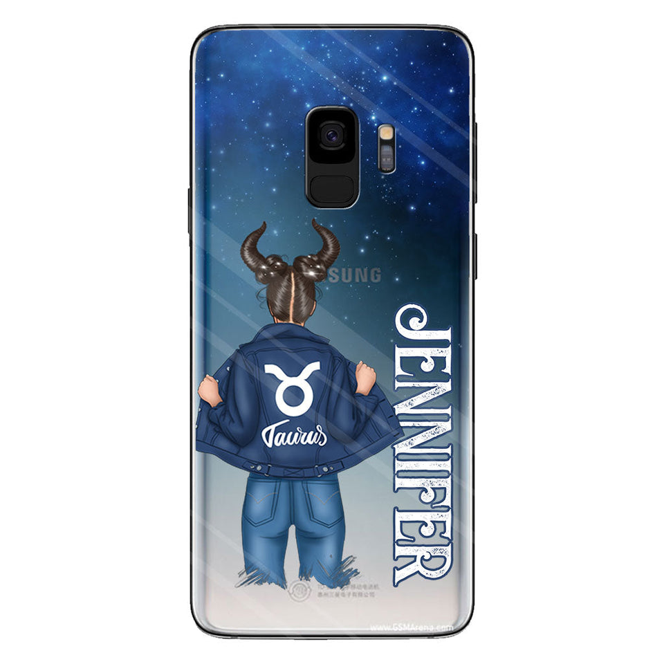 Zodiac Denim Girl - Personalized Horoscope Clear Phone Case