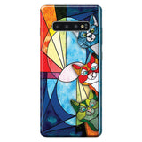 Peeking Cats Stained Glass Pattern Print - Cat Phone Case