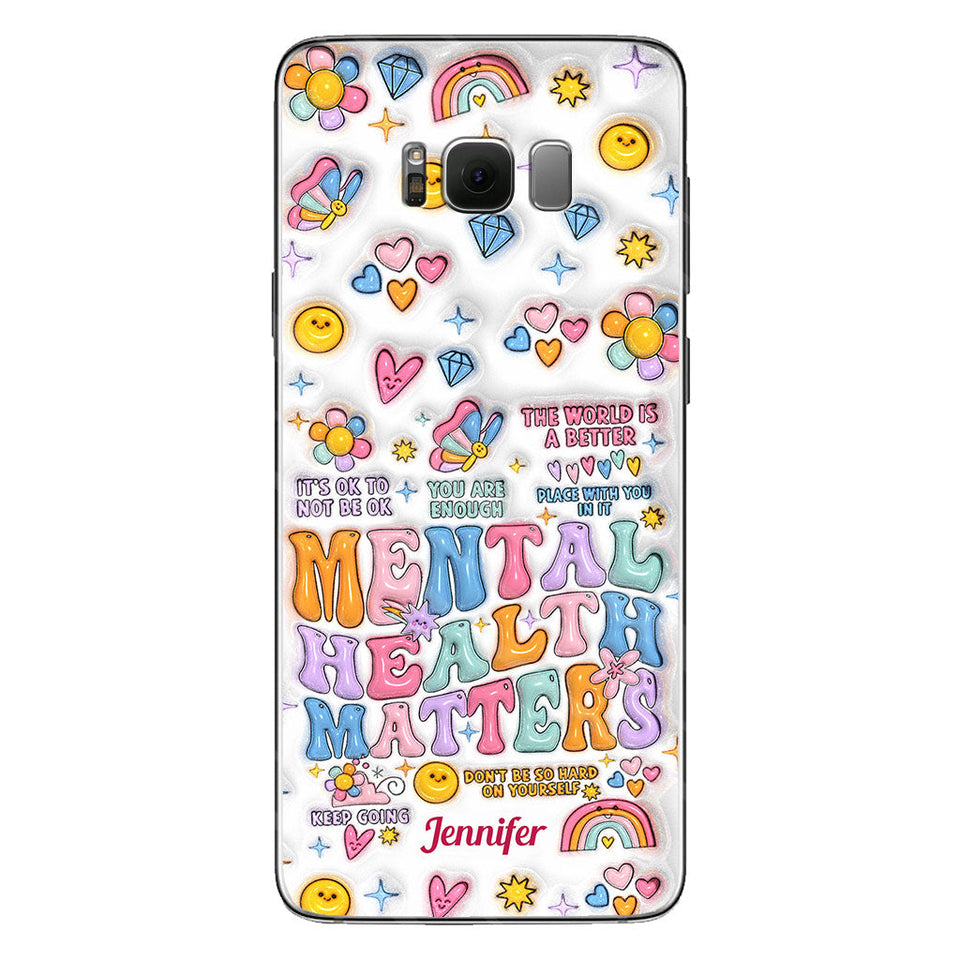 La santé mentale compte - Coque de téléphone transparente personnalisée pour sensibiliser à la santé mentale