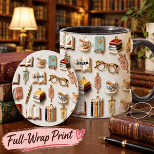 Just A Girl Who Loves Books - Personalized Book Accent Mug & Coaster