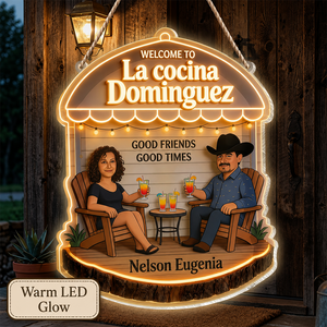 Welcome Patio Backyard Good Friends Good Times - Personalized Backyard LED Light Acrylic Sign