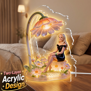 Custom Any Photo Birthmonth Flower - Personalized Self Love Acrylic LED Night Light