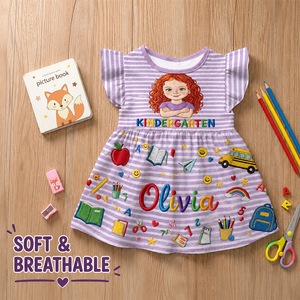 School Days, Sweet Smiles - Personalized Kid Kid Ruffle Sleeve Dress
