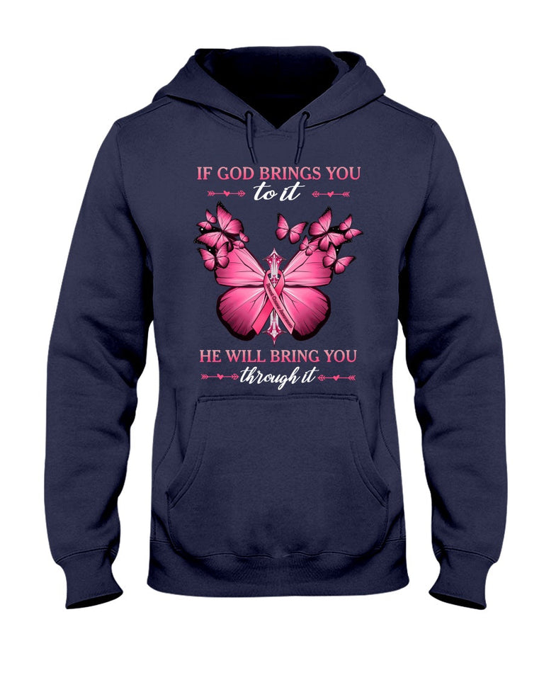 Si Dieu vous y conduit, il vous en sortira. Cancer du sein - T-shirt et sweat-shirt de sensibilisation au cancer du sein 0822