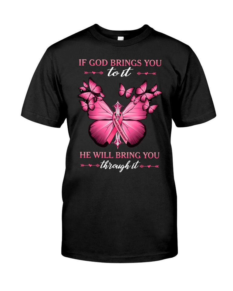 Si Dieu vous y conduit, il vous en sortira. Cancer du sein - T-shirt et sweat-shirt de sensibilisation au cancer du sein 0822