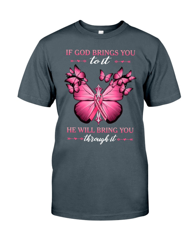 Si Dieu vous y conduit, il vous en sortira. Cancer du sein - T-shirt et sweat-shirt de sensibilisation au cancer du sein 0822