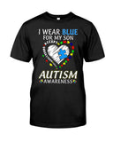 Je porte du bleu pour mon fils - T-shirt et sweat à capuche de sensibilisation à l'autisme 0921