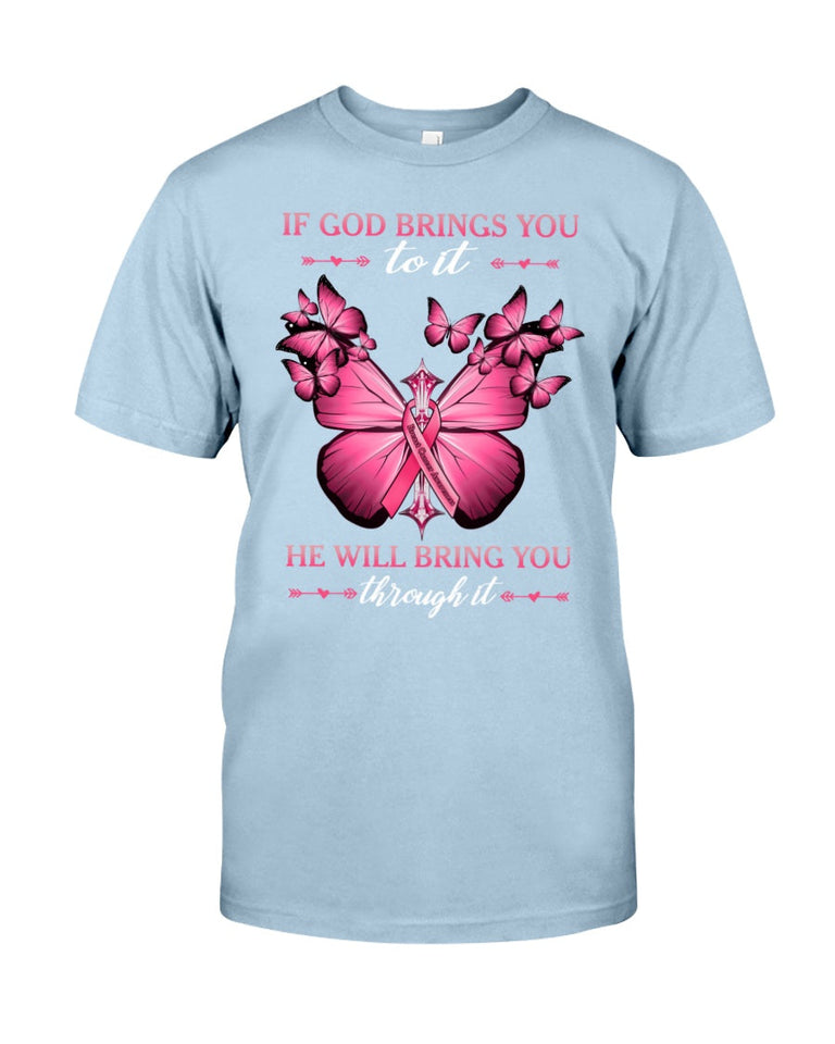 Si Dieu vous y conduit, il vous en sortira. Cancer du sein - T-shirt et sweat-shirt de sensibilisation au cancer du sein 0822