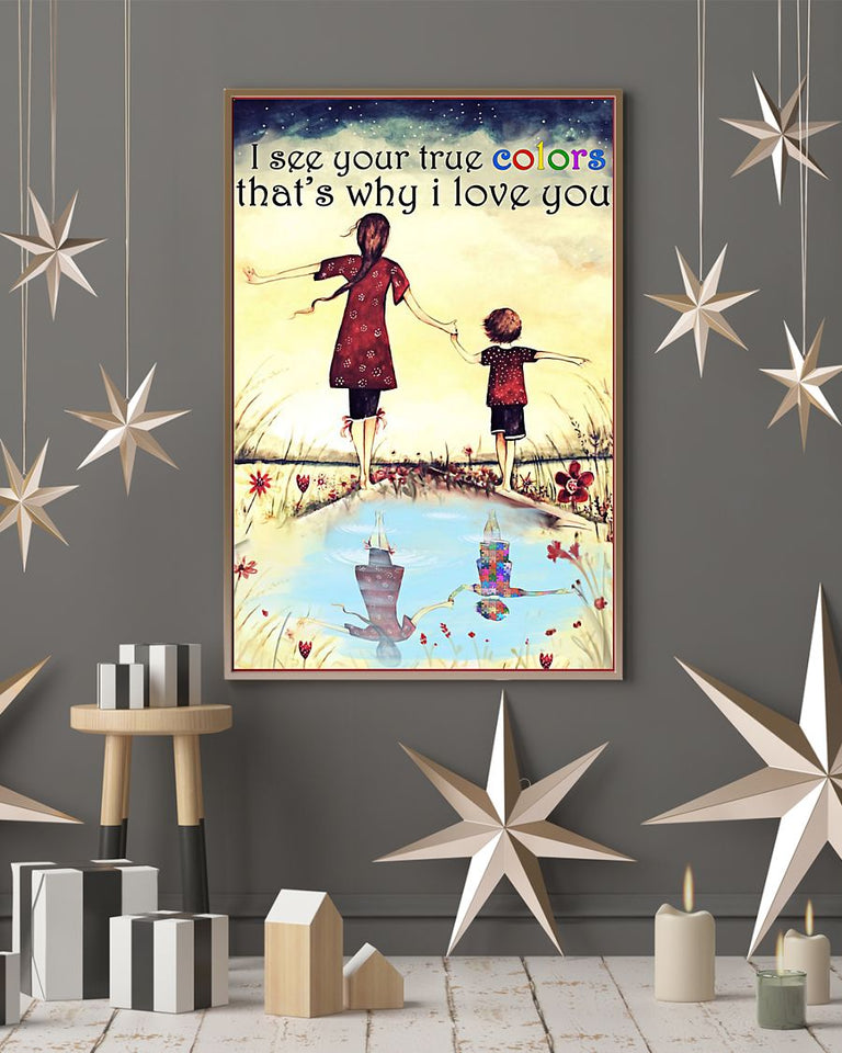 Je vois tes vraies couleurs, c'est pourquoi je t'aime - Affiche de sensibilisation à l'autisme 0921