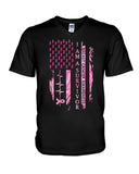 Sensibilisation au cancer du sein avec le drapeau américain - T-shirt et sweat-shirt de sensibilisation au cancer du sein 0822