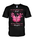Si Dieu vous y conduit, il vous en sortira. Cancer du sein - T-shirt et sweat-shirt de sensibilisation au cancer du sein 0822