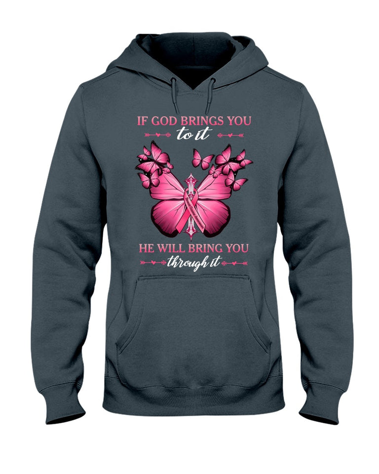 Si Dieu vous y conduit, il vous en sortira. Cancer du sein - T-shirt et sweat-shirt de sensibilisation au cancer du sein 0822
