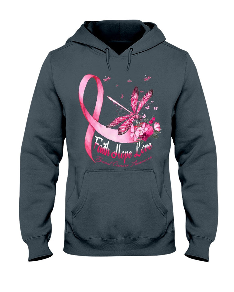 T-shirt et sweat à capuche Libellule Foi Espoir Amour - Sensibilisation au cancer du sein 0822