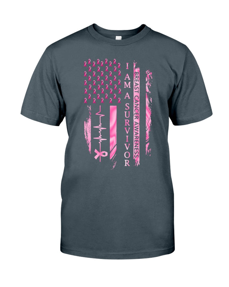 Sensibilisation au cancer du sein avec le drapeau américain - T-shirt et sweat-shirt de sensibilisation au cancer du sein 0822